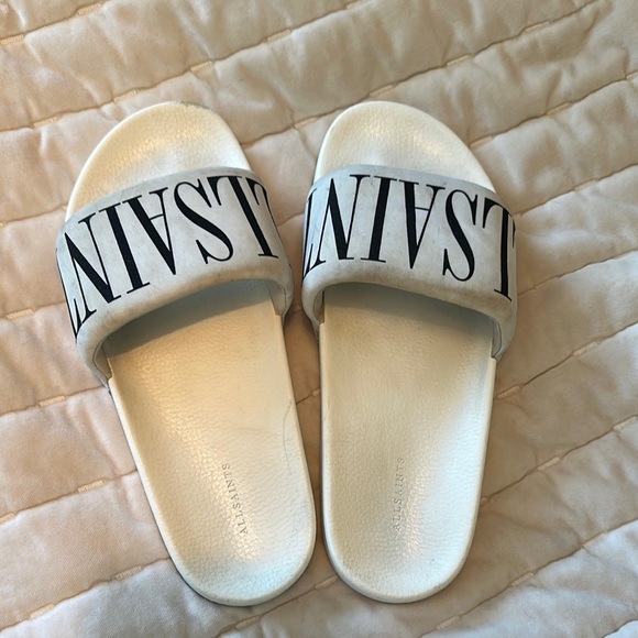 White Allsaints Slide Sandals - Picture 1 of 1